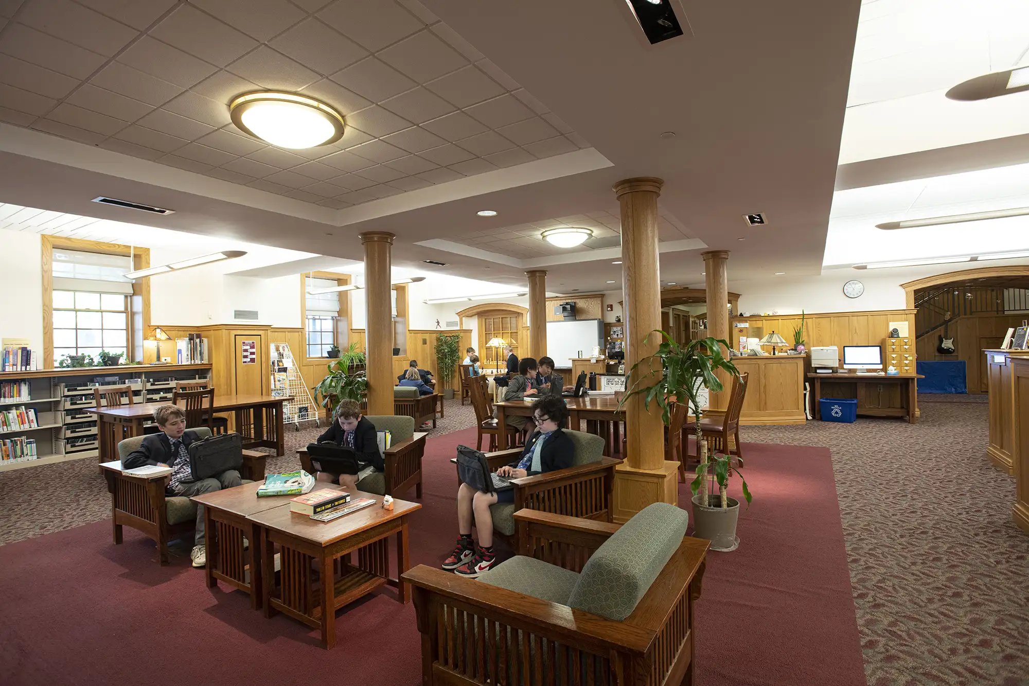 Students reading and studying in Wheeler Library