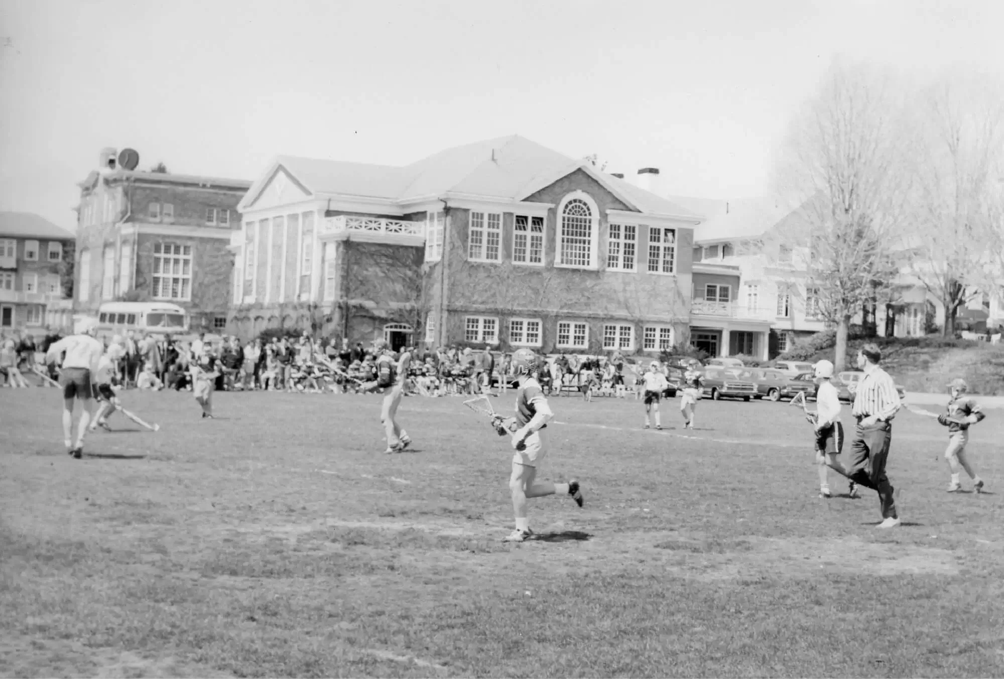 Vintage photo of boys playing lacrosse